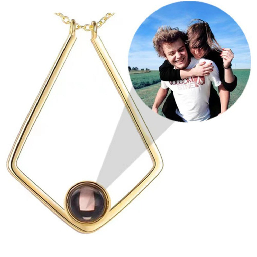 Personalized photo projection necklace in rose gold, gold or silver color gift for mom, sister, friend, daughter