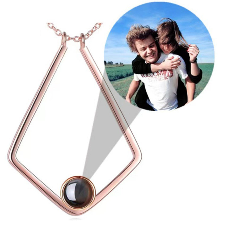 Personalized photo projection necklace in rose gold, gold or silver color gift for mom, sister, friend, daughter